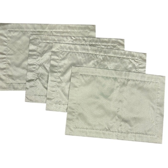 Set of 4 Olive Green Woven Placemats Classic Satin Border Table Decor - Picture 2 of 4